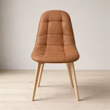 Silla Capitoné Ecocuero Vintage Patas de Madera de Haya