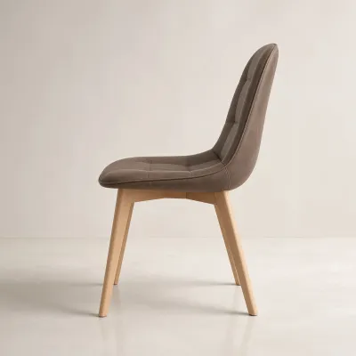 Silla Capitoné Ecocuero Vintage Patas de Madera de Haya