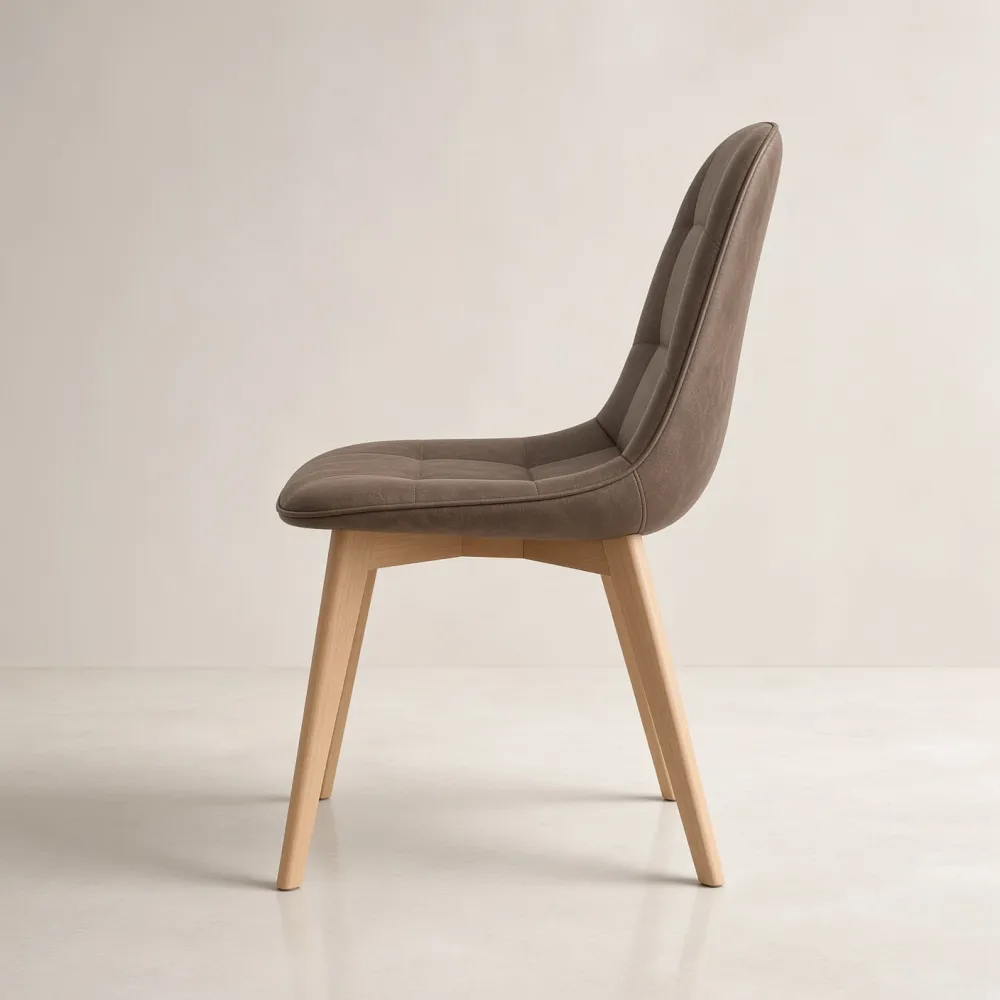 Silla Capitoné Ecocuero Vintage Patas de Madera de Haya