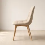 Silla Capitoné Ecocuero Vintage Patas de Madera de Haya