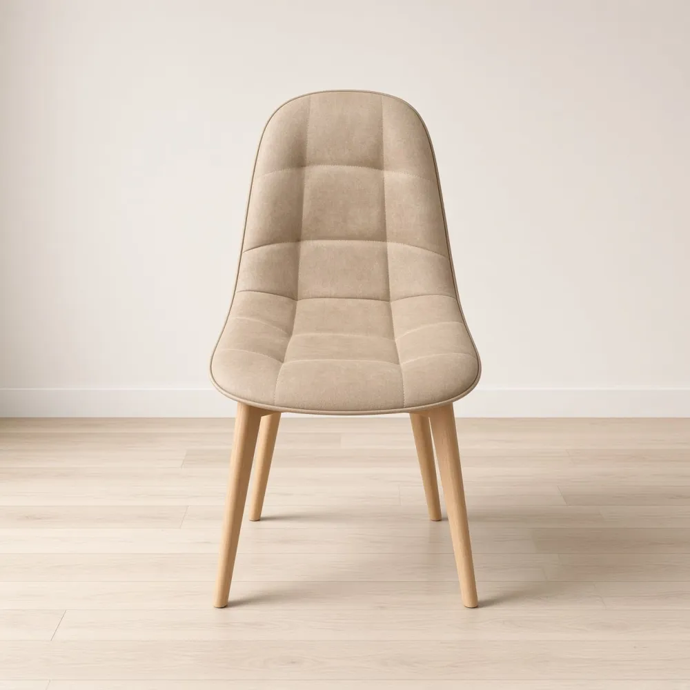 Silla Capitoné Ecocuero Vintage Patas de Madera de Haya