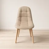 Silla Capitoné Ecocuero Vintage Patas de Madera de Haya