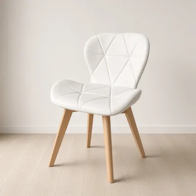 Silla Mariposa Radar Ecocuero Acolchada Patas Tulip de Madera de Haya