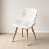 Silla Mariposa Radar Ecocuero Acolchada Patas Tulip de Madera de Haya