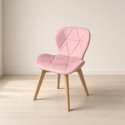 Silla Mariposa Radar Ecocuero Acolchada Patas Tulip de Madera de Haya