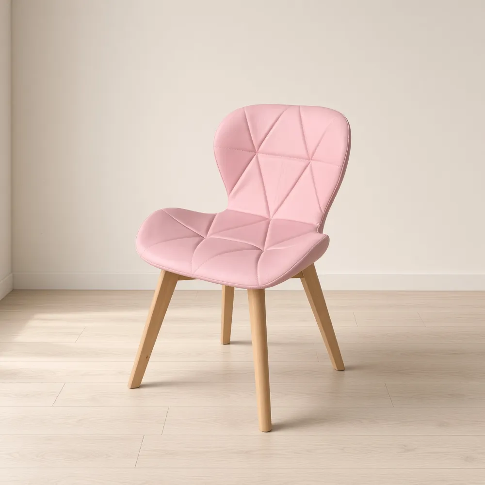 Silla Mariposa Radar Ecocuero Acolchada Patas Tulip de Madera de Haya