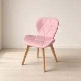 Silla Mariposa Radar Ecocuero Acolchada Patas Tulip de Madera de Haya