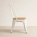 Silla Tolix Metálica con Asiento de Madera Apilable Industrial