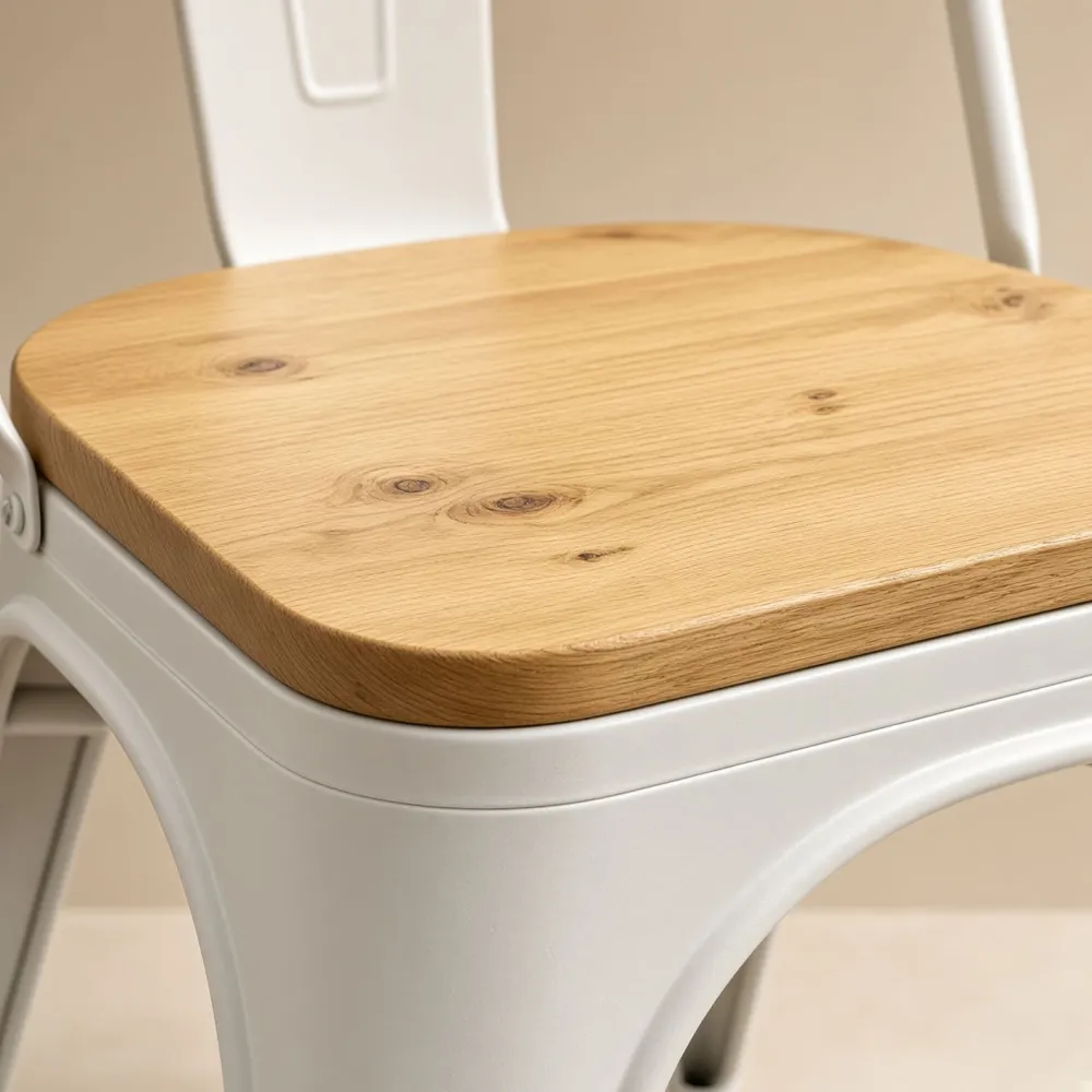 Silla Tolix Metálica con Asiento de Madera Apilable Industrial