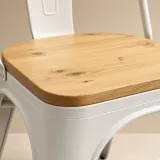 Silla Tolix Metálica con Asiento de Madera Apilable Industrial
