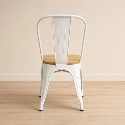 Silla Tolix Metálica con Asiento de Madera Apilable Industrial