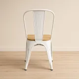 Silla Tolix Metálica con Asiento de Madera Apilable Industrial