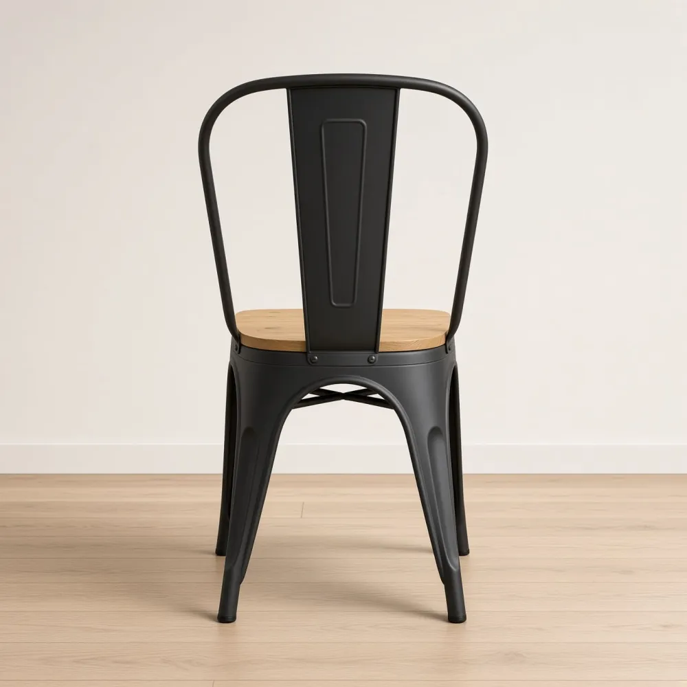 Silla Tolix Metálica con Asiento de Madera Apilable Industrial