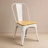 Silla Tolix Metálica con Asiento de Madera Apilable Industrial
