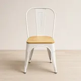 Silla Tolix Metálica con Asiento de Madera Apilable Industrial