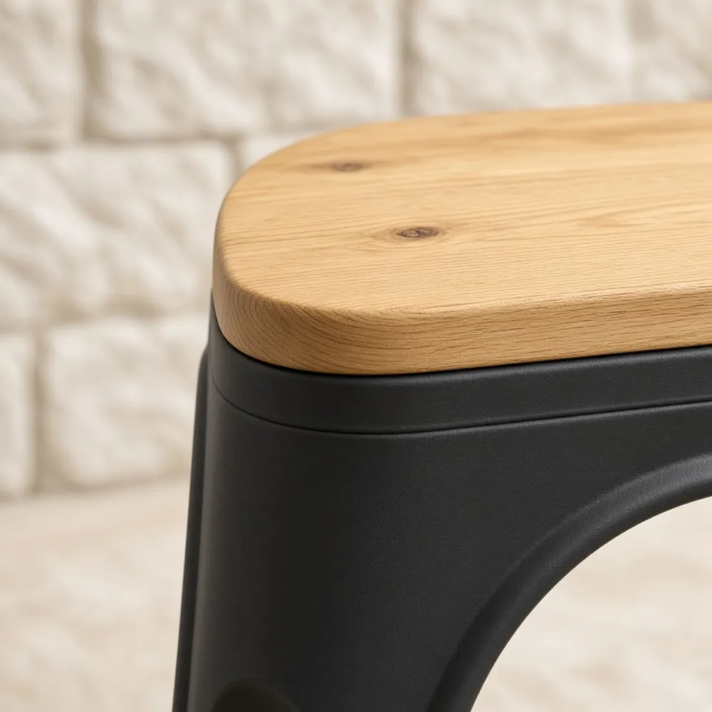 Silla Tolix Metálica con Asiento de Madera Apilable Industrial