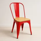 Silla Tolix Metálica con Asiento de Madera Apilable Industrial