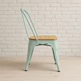 Silla Tolix Metálica con Asiento de Madera Apilable Industrial