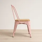 Silla Tolix Metálica con Asiento de Madera Apilable Industrial