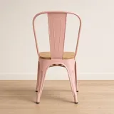 Silla Tolix Metálica con Asiento de Madera Apilable Industrial