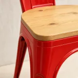 Silla Tolix Metálica con Asiento de Madera Apilable Industrial