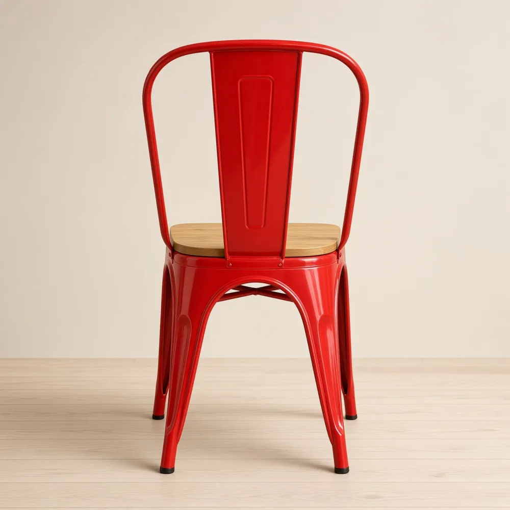 Silla Tolix Metálica con Asiento de Madera Apilable Industrial