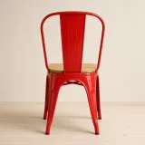 Silla Tolix Metálica con Asiento de Madera Apilable Industrial