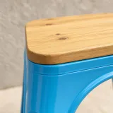 Silla Tolix Metálica con Asiento de Madera Apilable Industrial