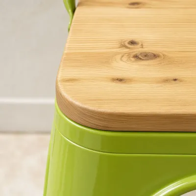 Silla Tolix Metálica con Asiento de Madera Apilable Industrial