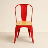 Silla Tolix Metálica con Asiento de Madera Apilable Industrial