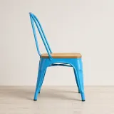 Silla Tolix Metálica con Asiento de Madera Apilable Industrial