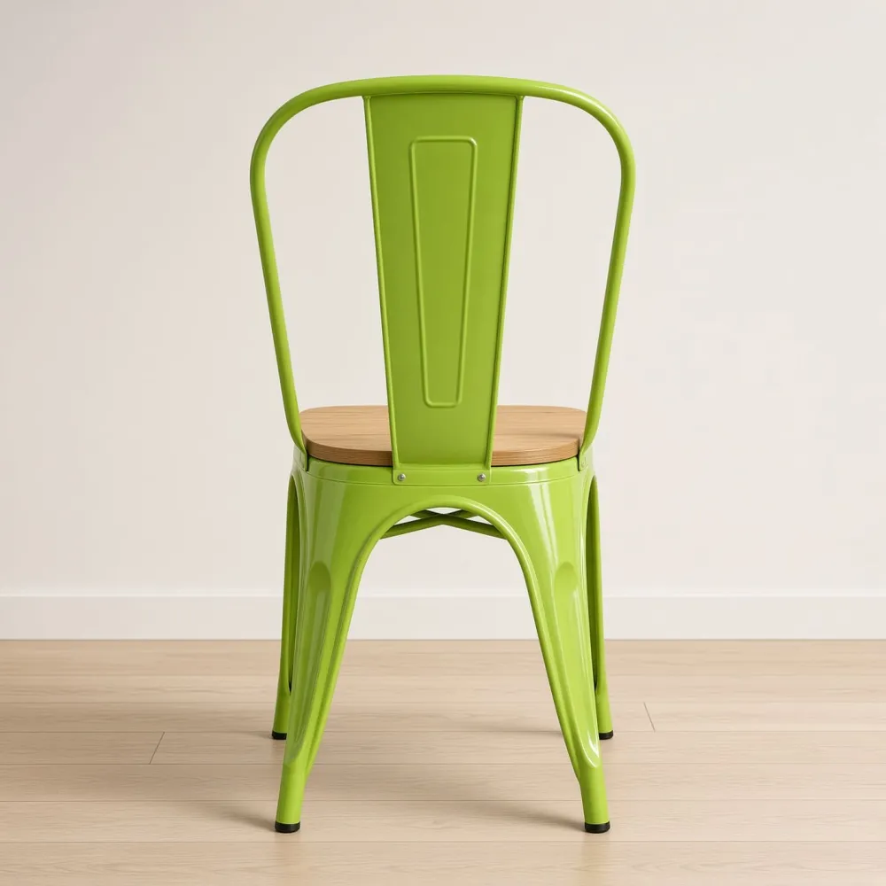 Silla Tolix Metálica con Asiento de Madera Apilable Industrial