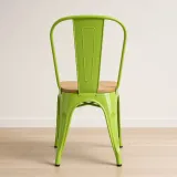 Silla Tolix Metálica con Asiento de Madera Apilable Industrial