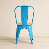Silla Tolix Metálica con Asiento de Madera Apilable Industrial