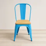 Silla Tolix Metálica con Asiento de Madera Apilable Industrial