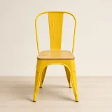 Silla Tolix Metálica con Asiento de Madera Apilable Industrial