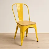 Silla Tolix Metálica con Asiento de Madera Apilable Industrial