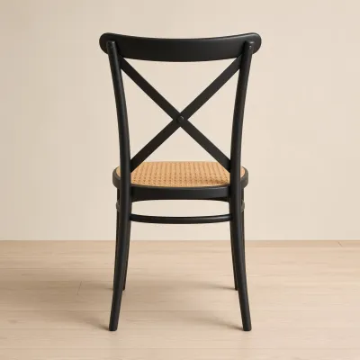 Silla Danubio Crossback Negra Asiento Efecto Ratán Apilable