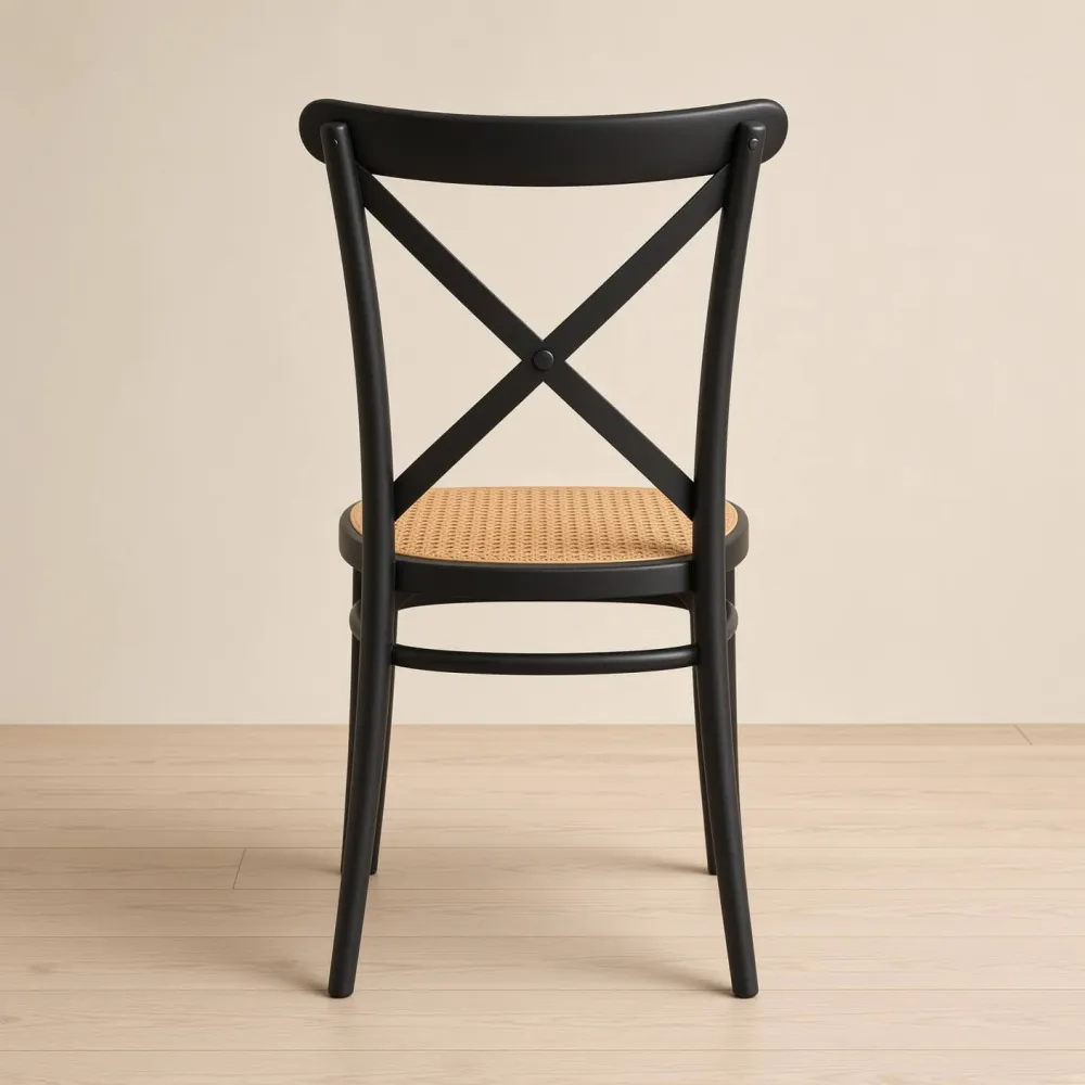 Silla Danubio Crossback Negra Asiento Efecto Ratán Apilable