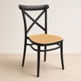 Silla Danubio Crossback Negra Asiento Efecto Ratán Apilable