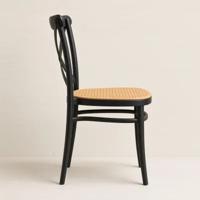 Silla Danubio Crossback Negra Asiento Efecto Ratán Apilable