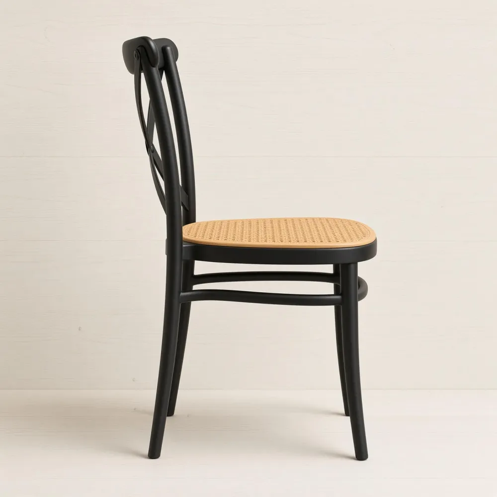 Silla Danubio Crossback Negra Asiento Efecto Ratán Apilable