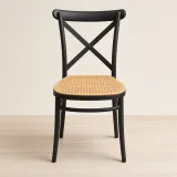 Silla Danubio Crossback Negra Asiento Efecto Ratán Apilable