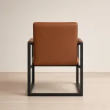Butaca Sitial Milano Silla con Brazos Ecocuero Café Vintage Base Metal
