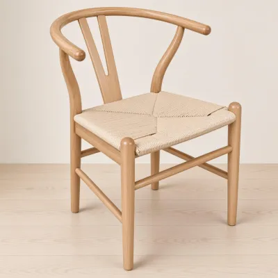 Silla Wishbone Madera de Roble Asiento de Cuerda Tejida Natural