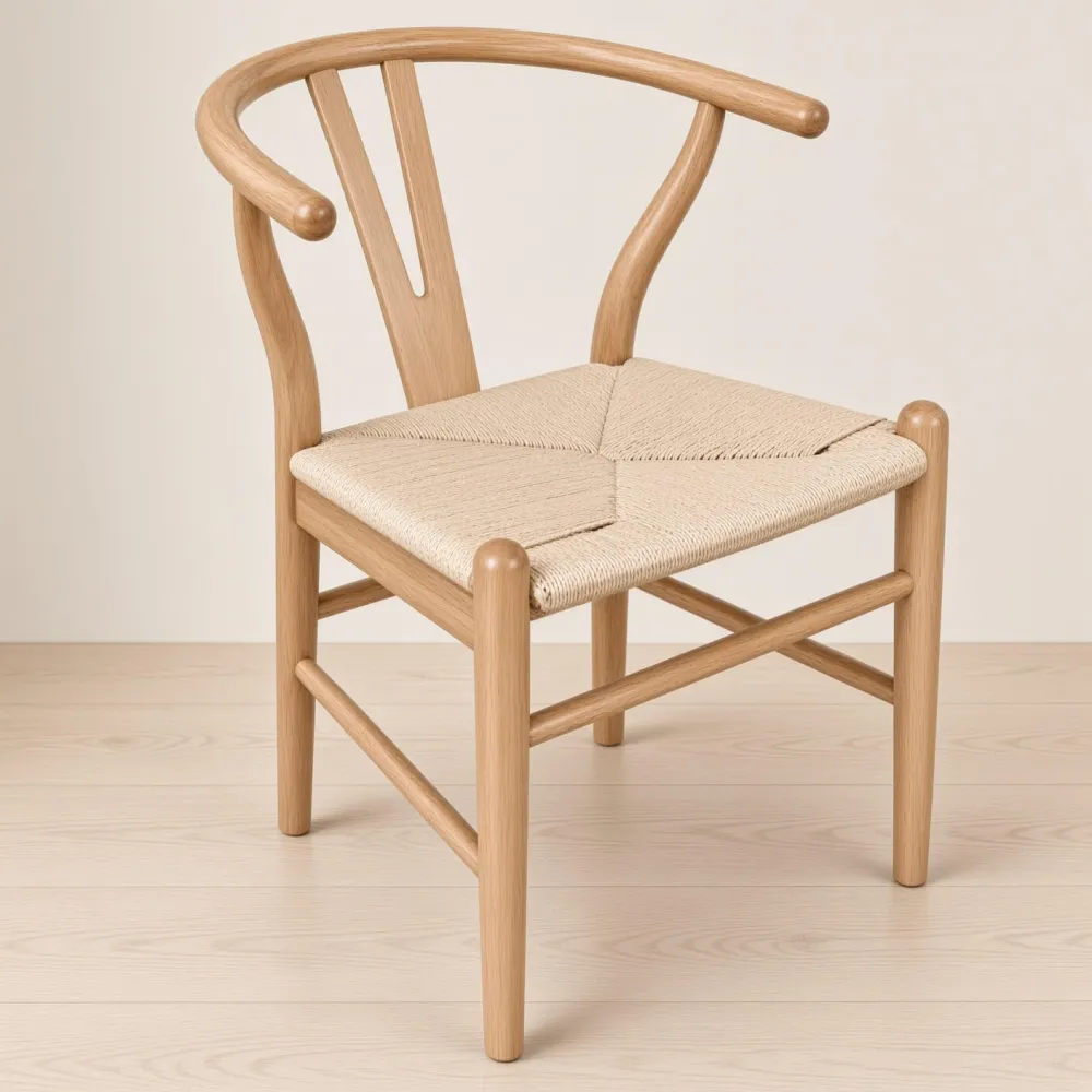 Silla Wishbone Madera de Roble Asiento de Cuerda Tejida Natural