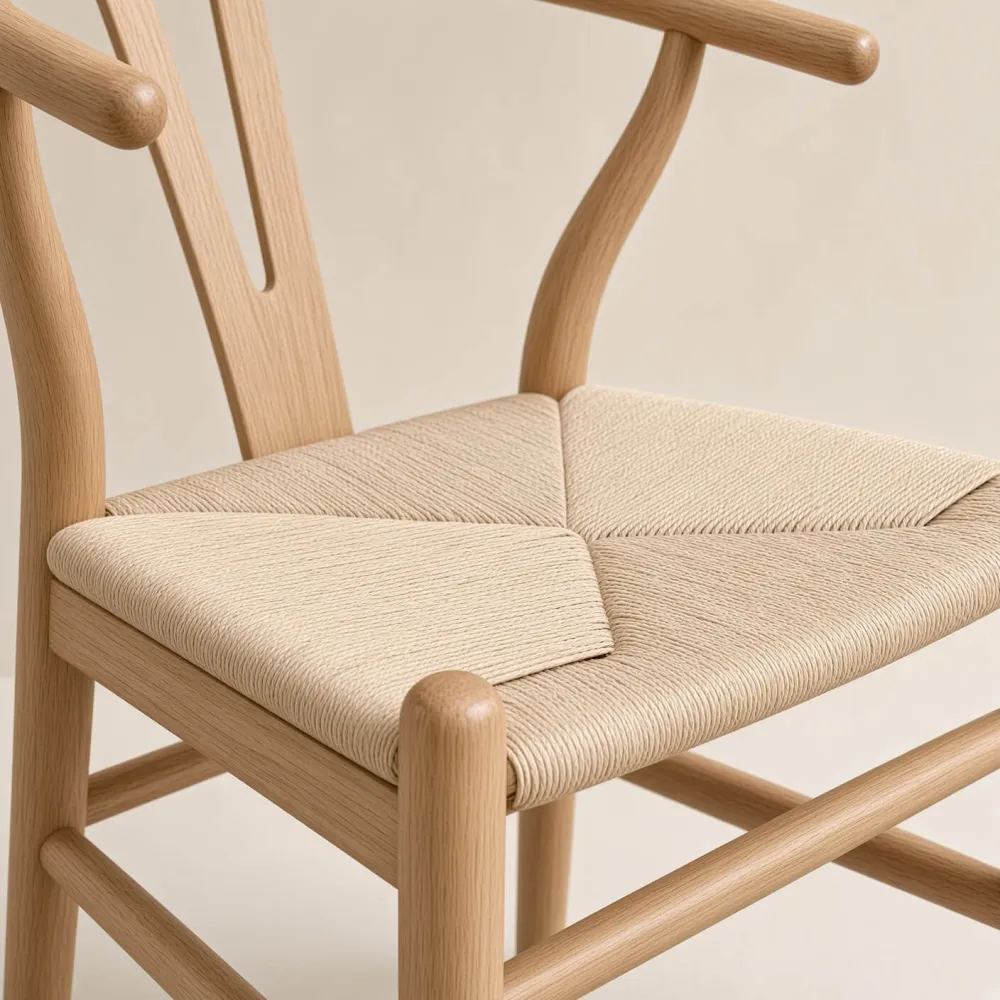 Silla Wishbone Madera de Roble Asiento de Cuerda Tejida Natural