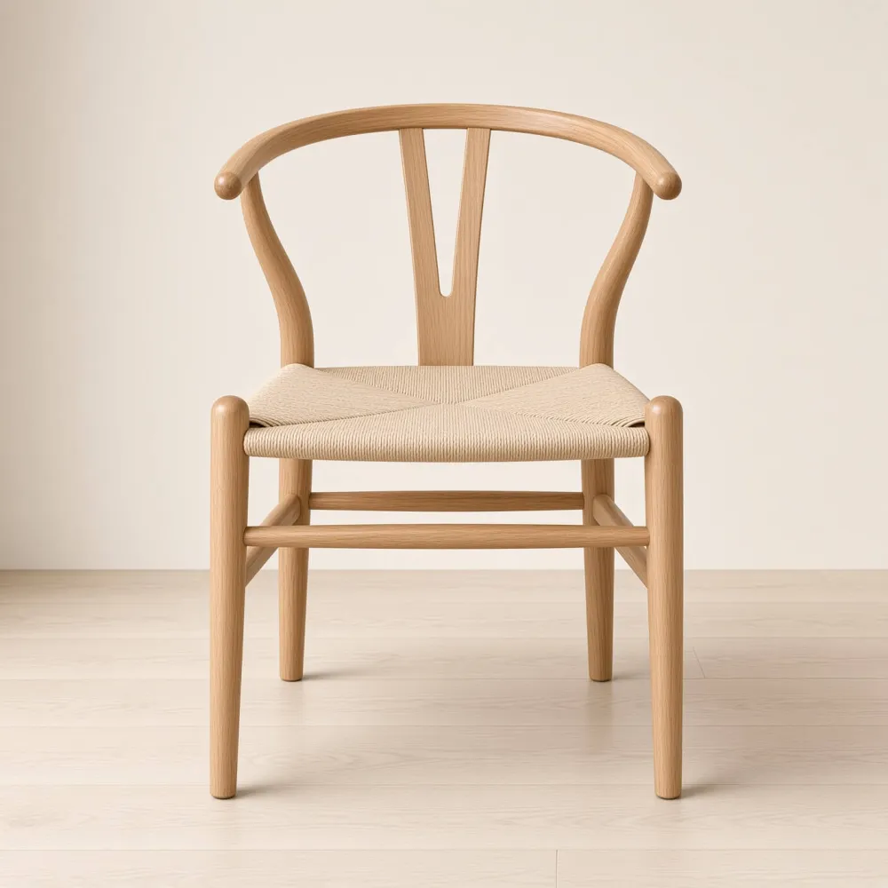 Silla Wishbone Madera de Roble Asiento de Cuerda Tejida Natural