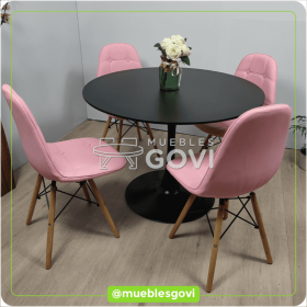 Comedor Jaspe Mesa Redonda y Sillas Buckle
