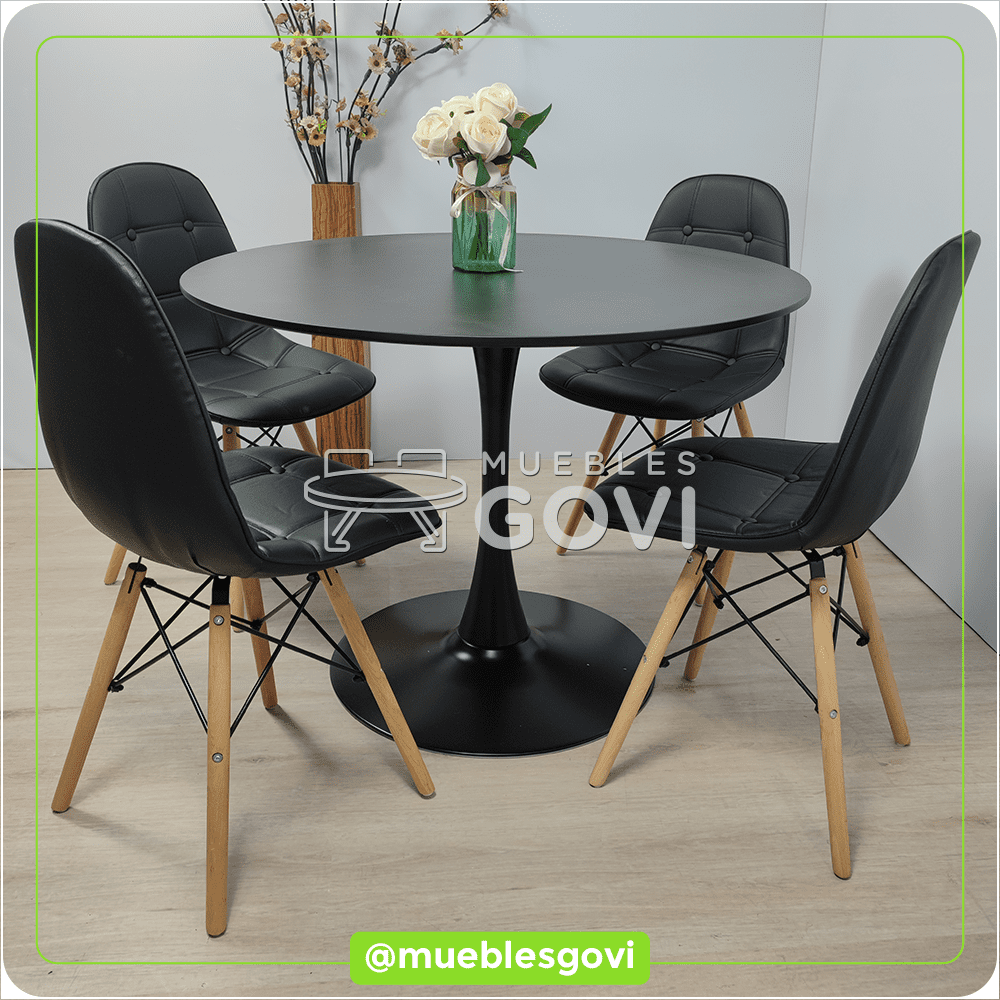 Comedor Jaspe Mesa Redonda y Sillas Buckle